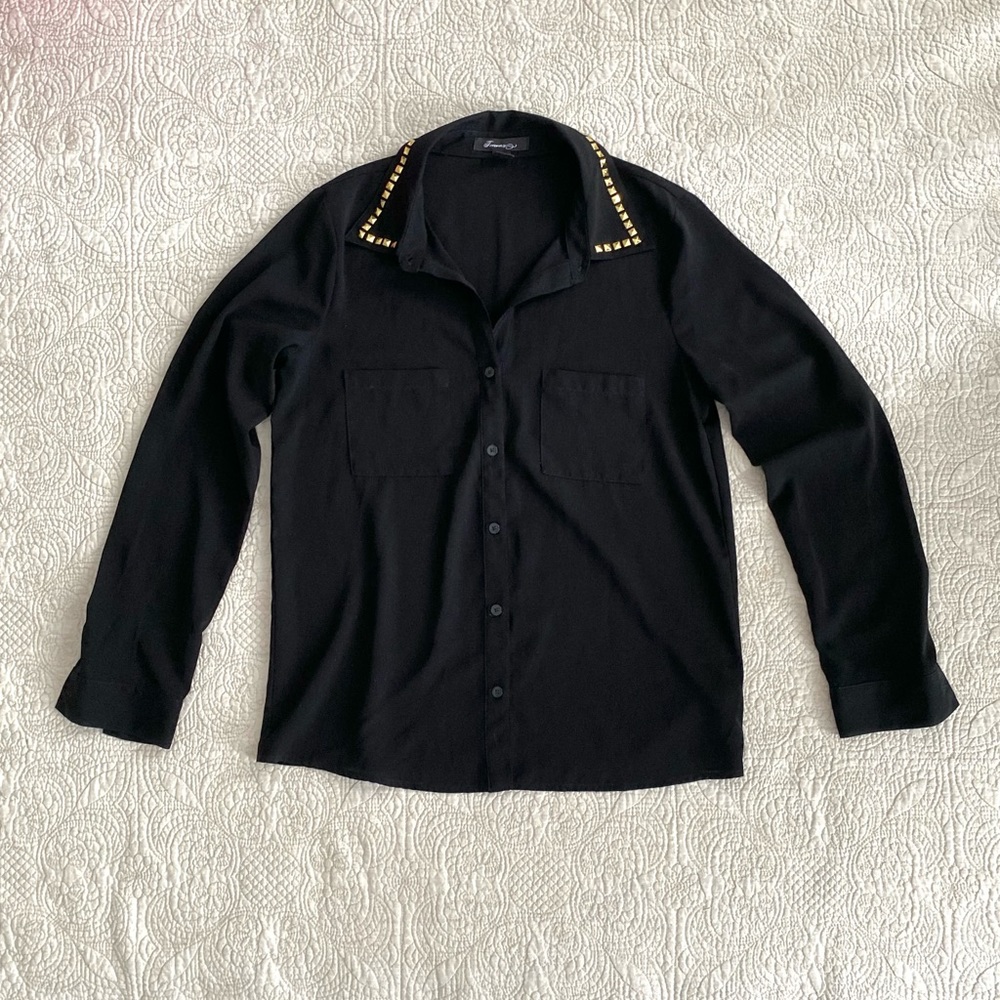 Gold Collar Detail Blouse